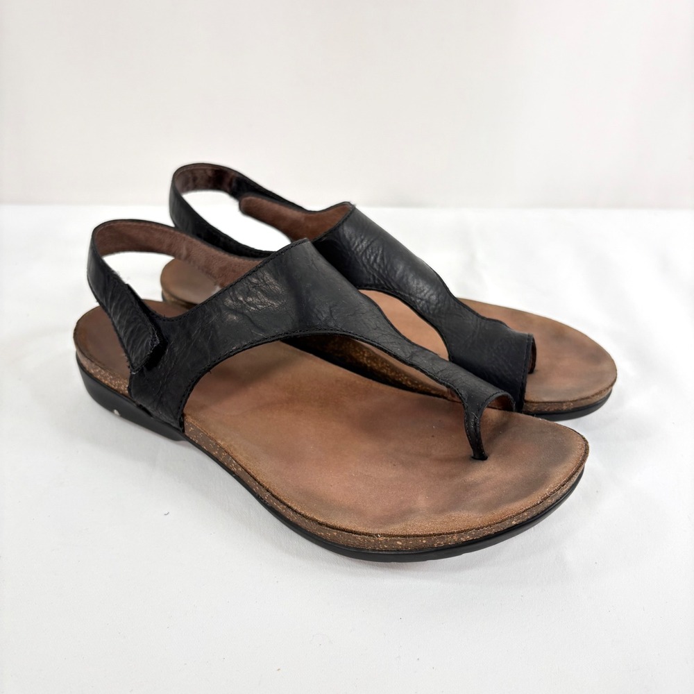 Dansko Sandal Black Leather Katy Slingback Thong Toe Loop 40